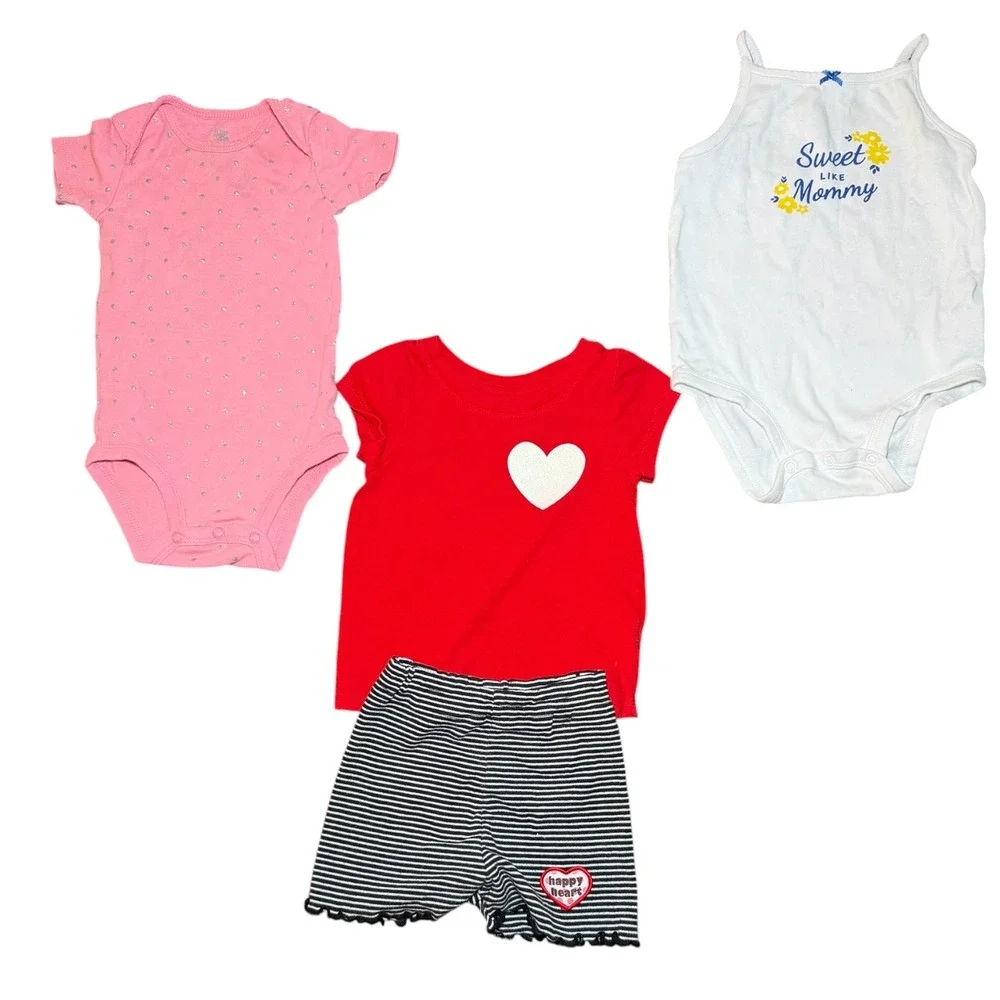 Carter's Summer Clothing Lot Baby Girl 12M Multi Color Romper Bodysuit bundle